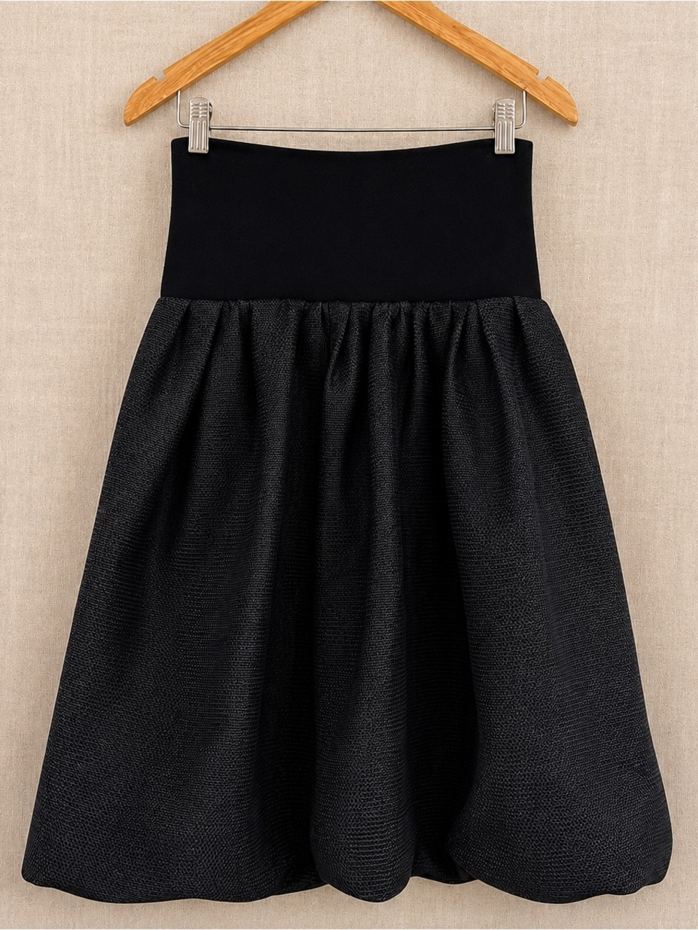 Oscar de la Renta Black Silk Blend High Waist Bubble Skirt XS Made Italy - Picture 3 of 14